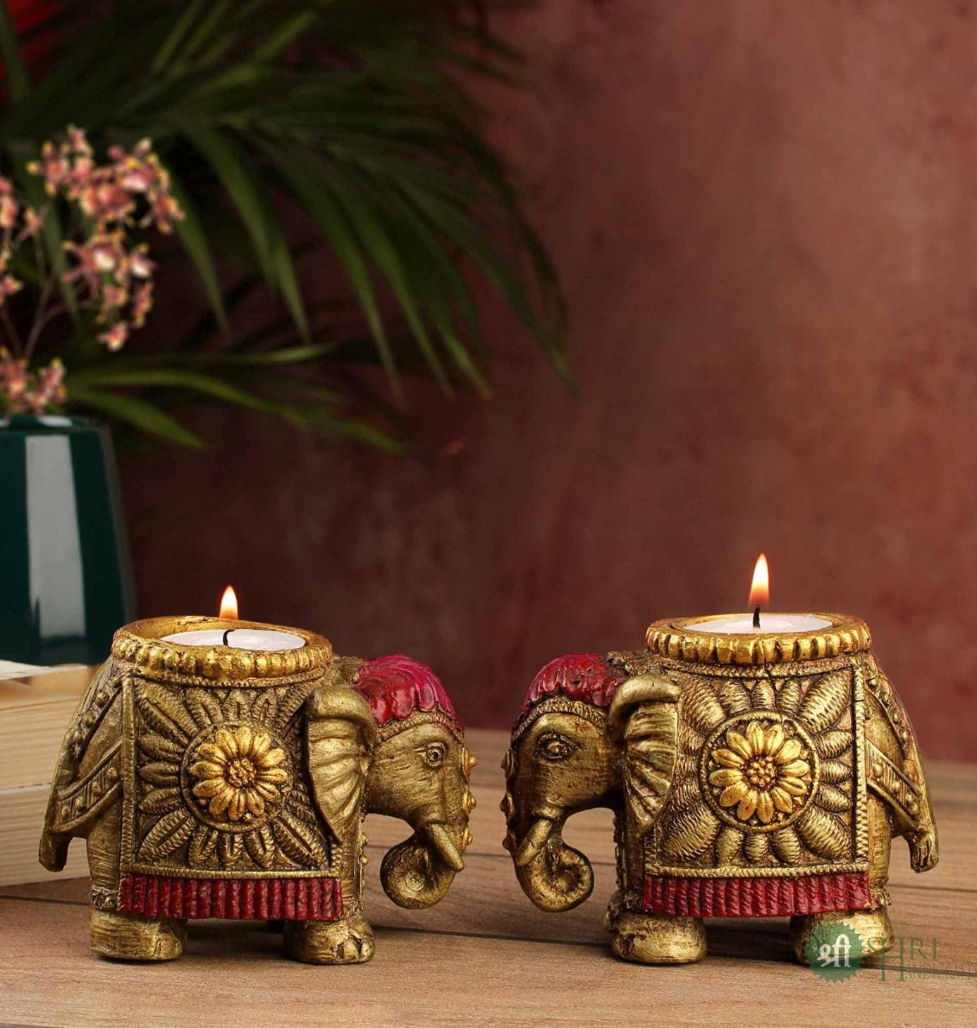 Handcrafted Resin Elephant Candle Holders