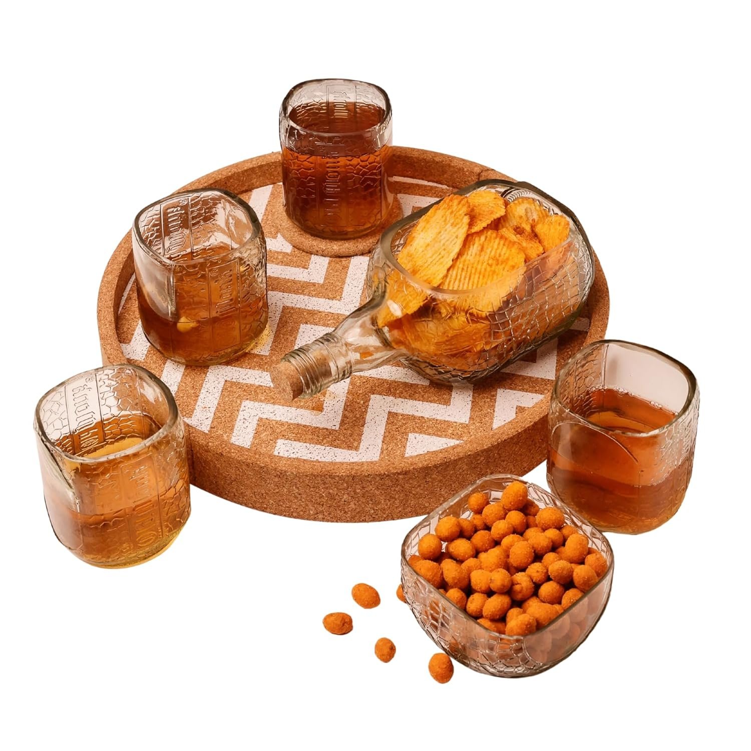 KAVI Upcycled Rum Bottle Serving Set