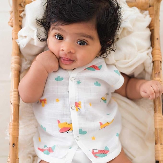 Organic Cotton Muslin Button Jabla