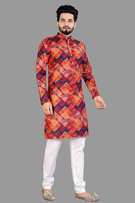 FABWAX Men's Printed Kurta Pyjama Set Cotton