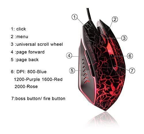 MFTEK Tag 1 2000 DPI LED Backlit USB Wired Gaming Mouse