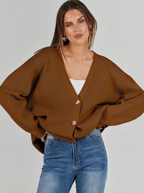 Caracilia Women’s Oversized Button-Down Knit Cardigan Long Sleeve Sweaters