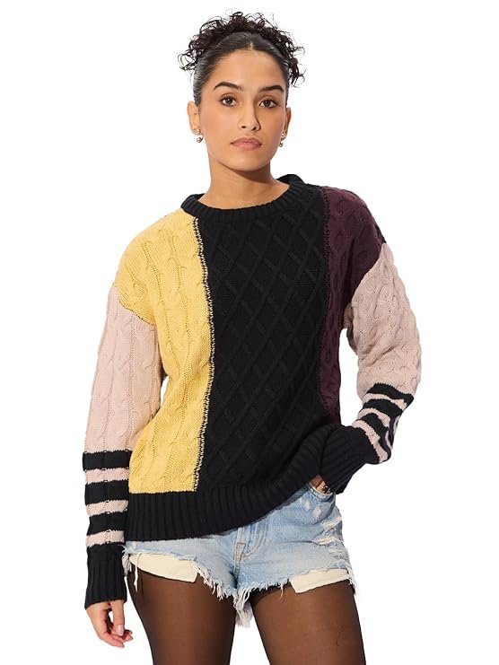 The Souled Store Women Oversized Chunky Knit Sweater