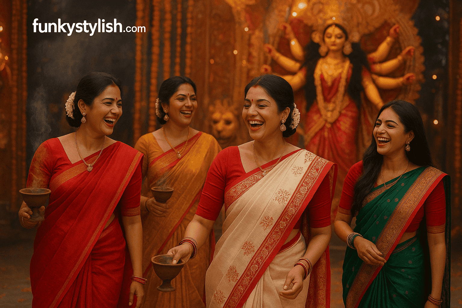 Traditional Bengali Saree for Durga Puja