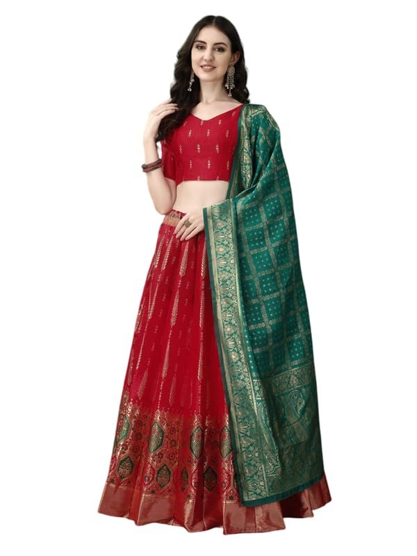 Self-Design Semi-Stitched Lehenga Skirt