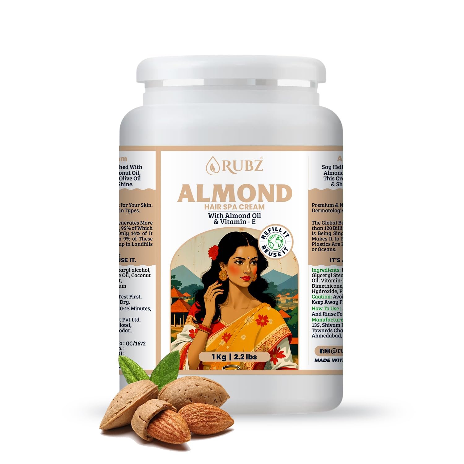 Rubz Almond Hair Spa Cream, 1kg