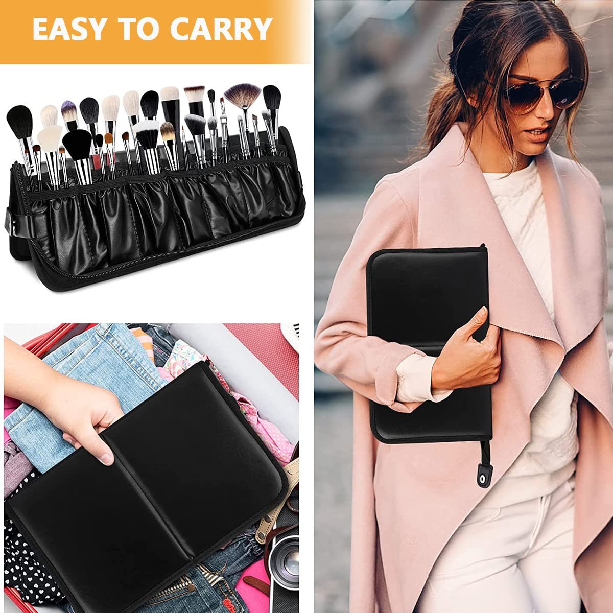 MAYCREATE Portable Makeup Brush Organizer Bag