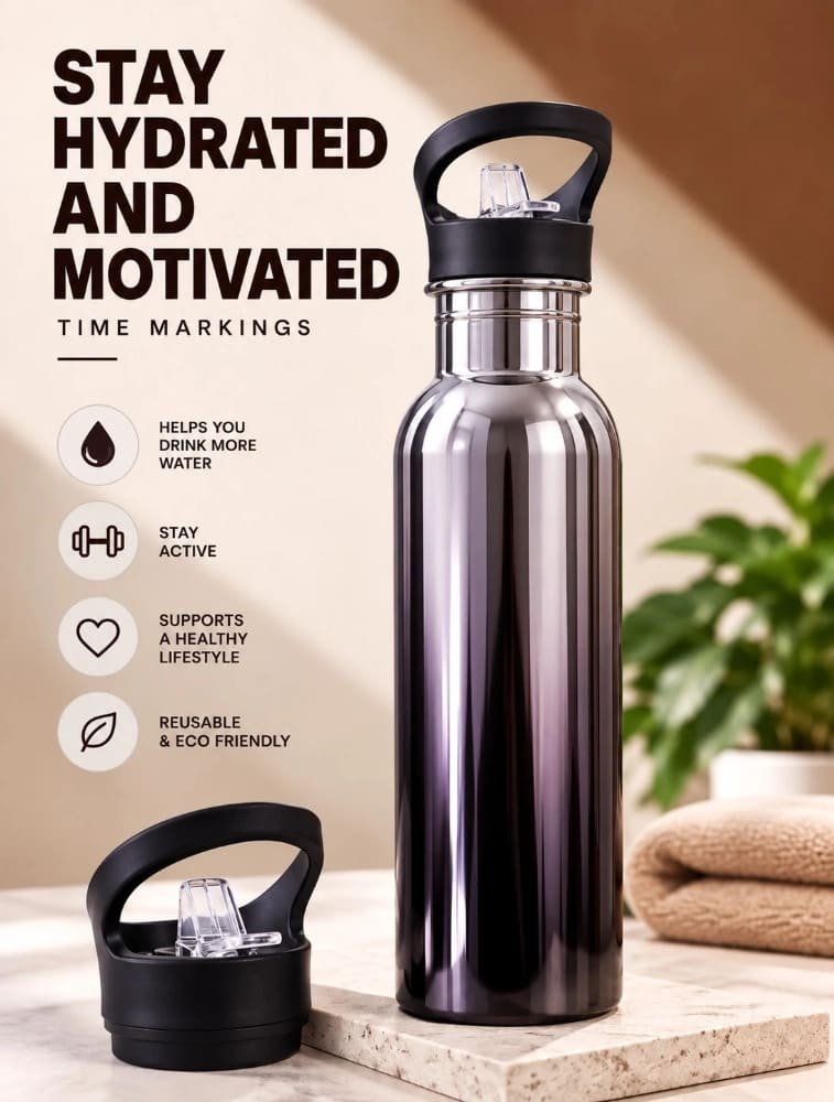 Black Premium Gradient Sports Water Bottle